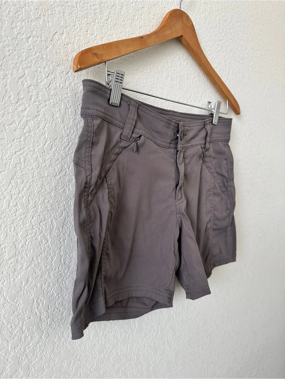 prAna Hallena Stretch Shorts Women 5 Gray Hiking Utility Gorpcore Cargo Boho 5